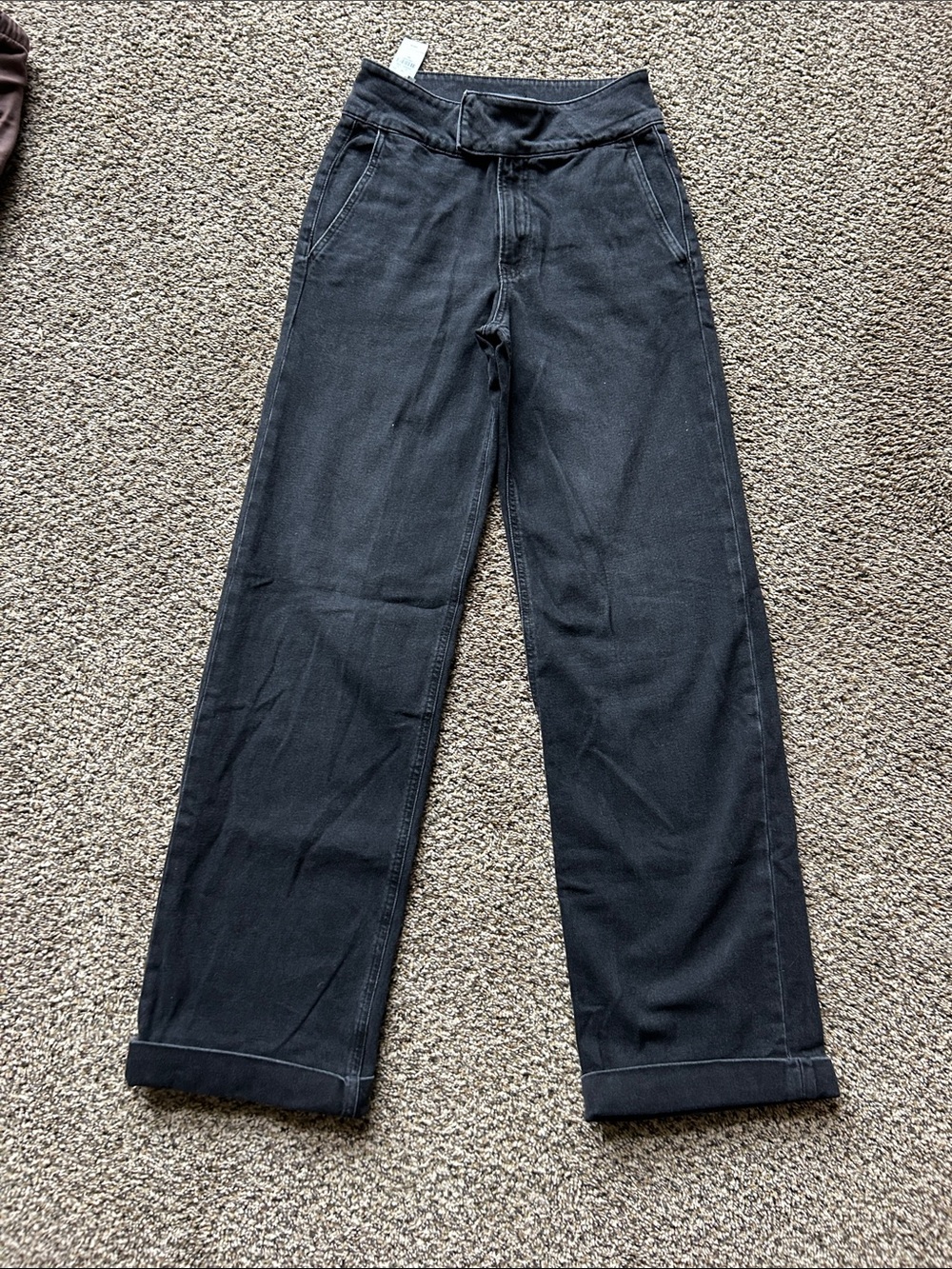 Express NWT High Waisted Asymmetric Wide‎ Leg Trouser Jeans Black Size 4 Long